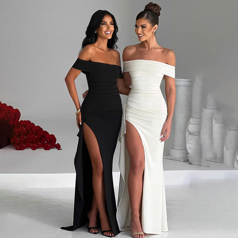 Elegantes Damenkleid in Unifarben mit Schlitz – Ärmellos & Figurbetont